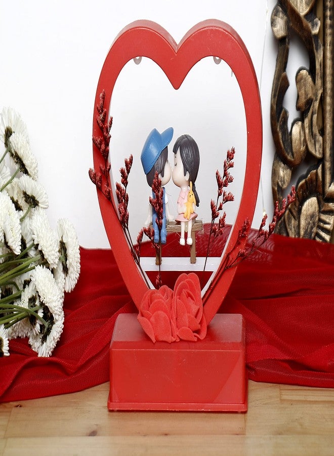 Chocozone Red Musical Couple Showpiece with Lights Valentine Gift for Girlfriend Wife Birthday Gifts for Girls Romantic Couple Gifts (Kiss Miniature) - Image 3
